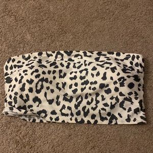 Aerie Large Bandeau Swimsuit Top Large Cheetah